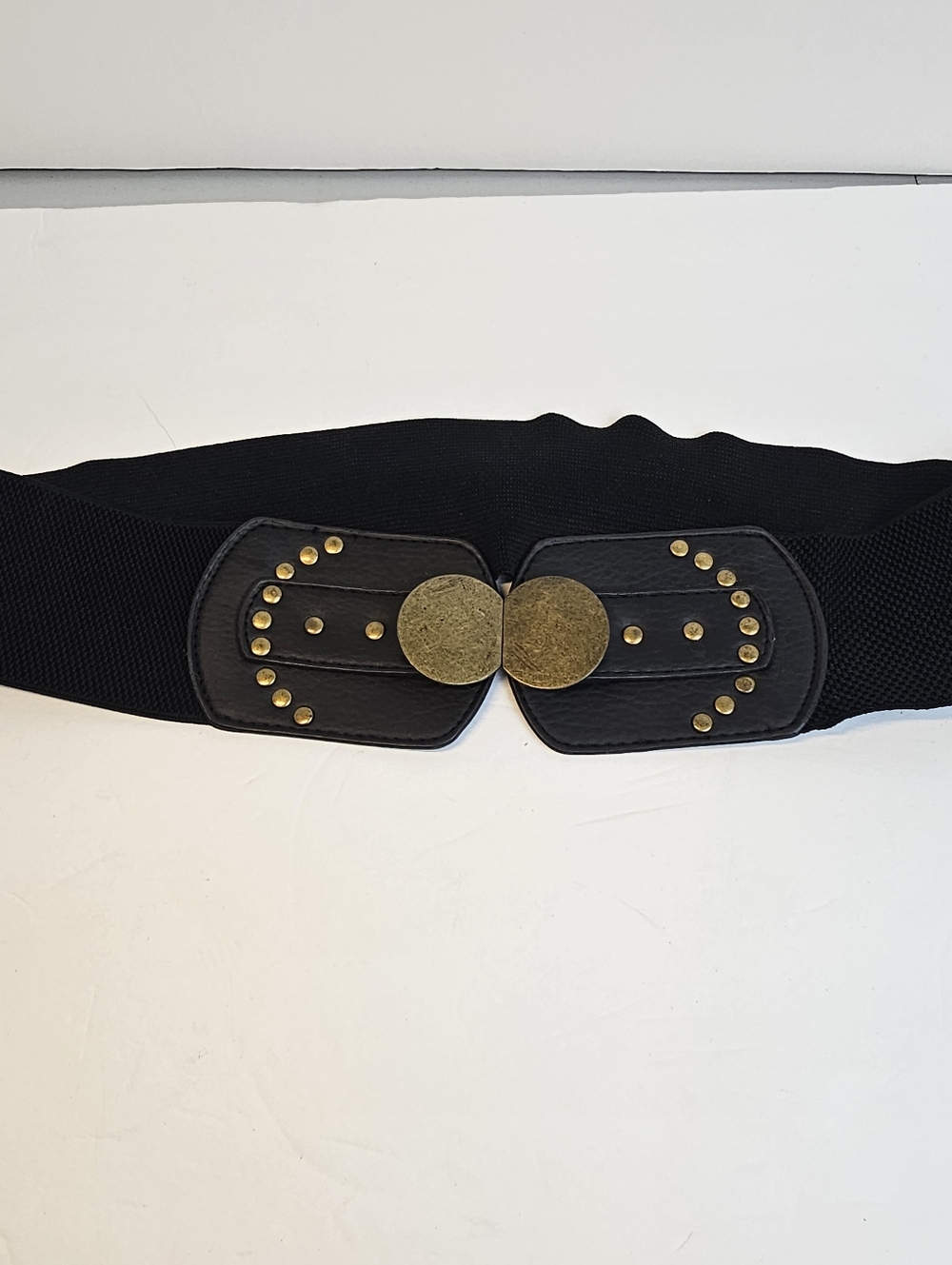 Belt Stretch Elastic Metal‎ Details Faux Leather Waist Belt